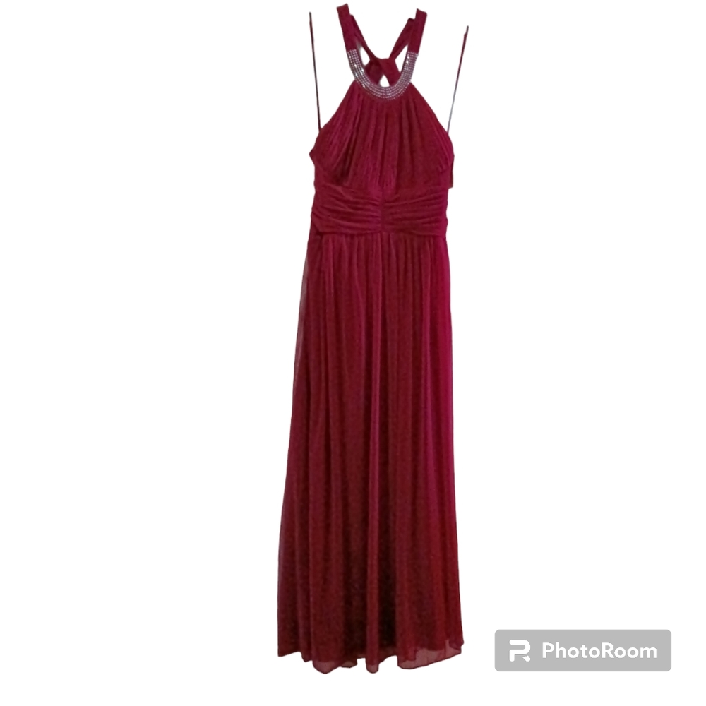 Red chiffon dress